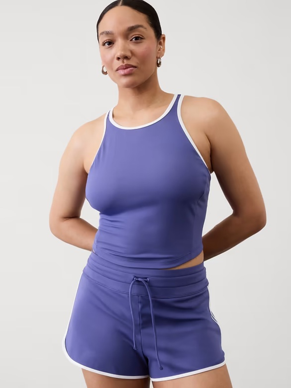 Athleta Seabreeze Crop Tankini Top D-DD and Surge Swim Shorts Set NWT- Size M